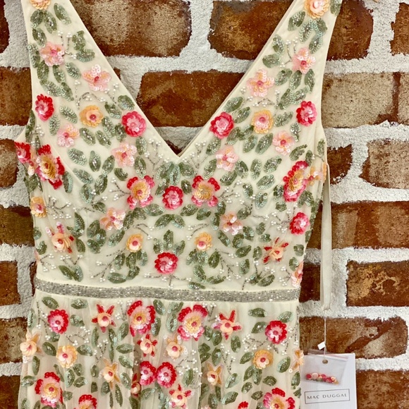 Mac Duggal #5527 Brand New W/Tags Designer MIDI Embroidered dress - Picture 5 of 12